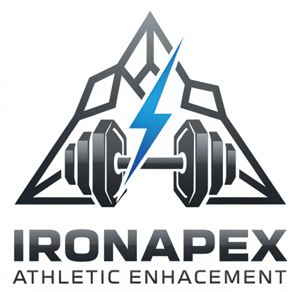 Create a unique logo, white background for IronApex Athletic Enhancement